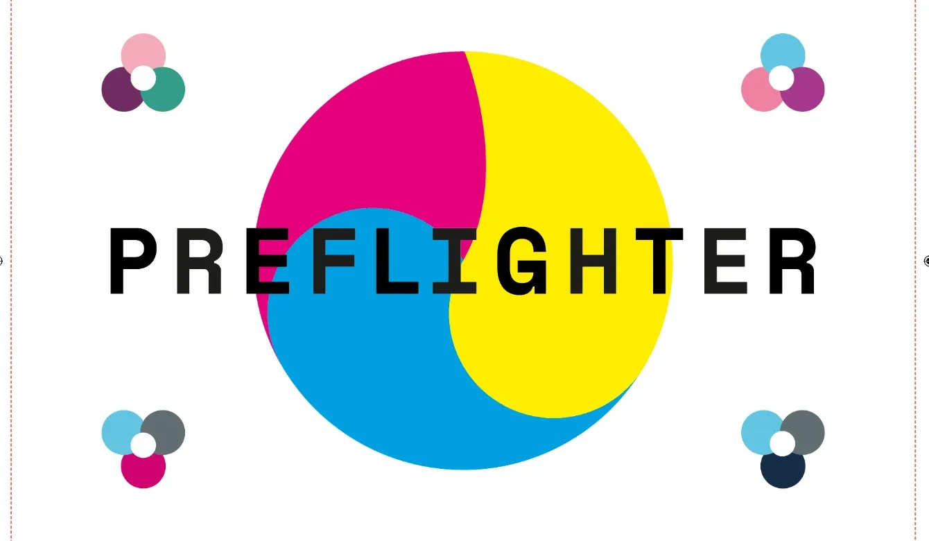 Artwork without overprint — the black wordmark knocks out the colors beneath it